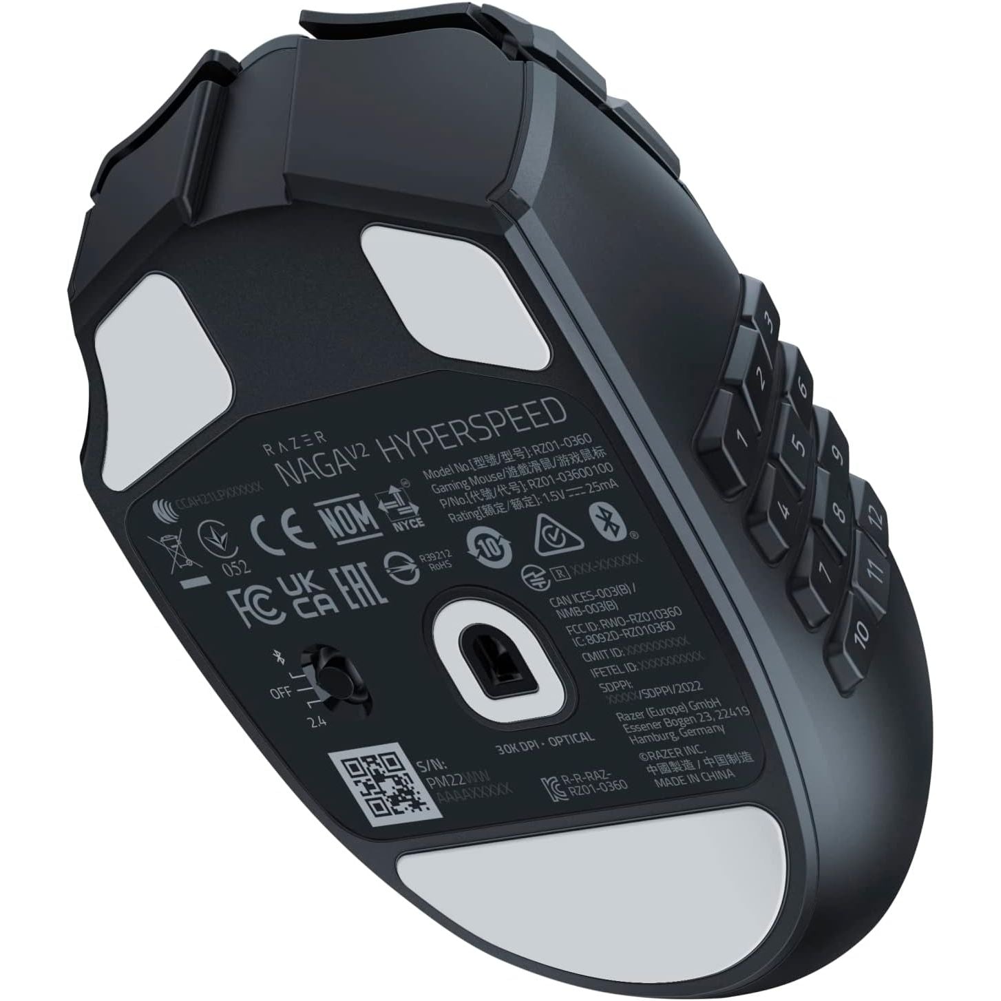 Buy Razer,Razer Naga V2 HyperSpeed Wireless MMO Gaming Mouse, 19 Programmable Buttons, 250H Battery, Focus Pro 30K Sensor, 2.4GHz Wireless, Black - Gadcet UK | UK | London | Scotland | Wales| Near Me | Cheap | Pay In 3 | Mice & Trackballs